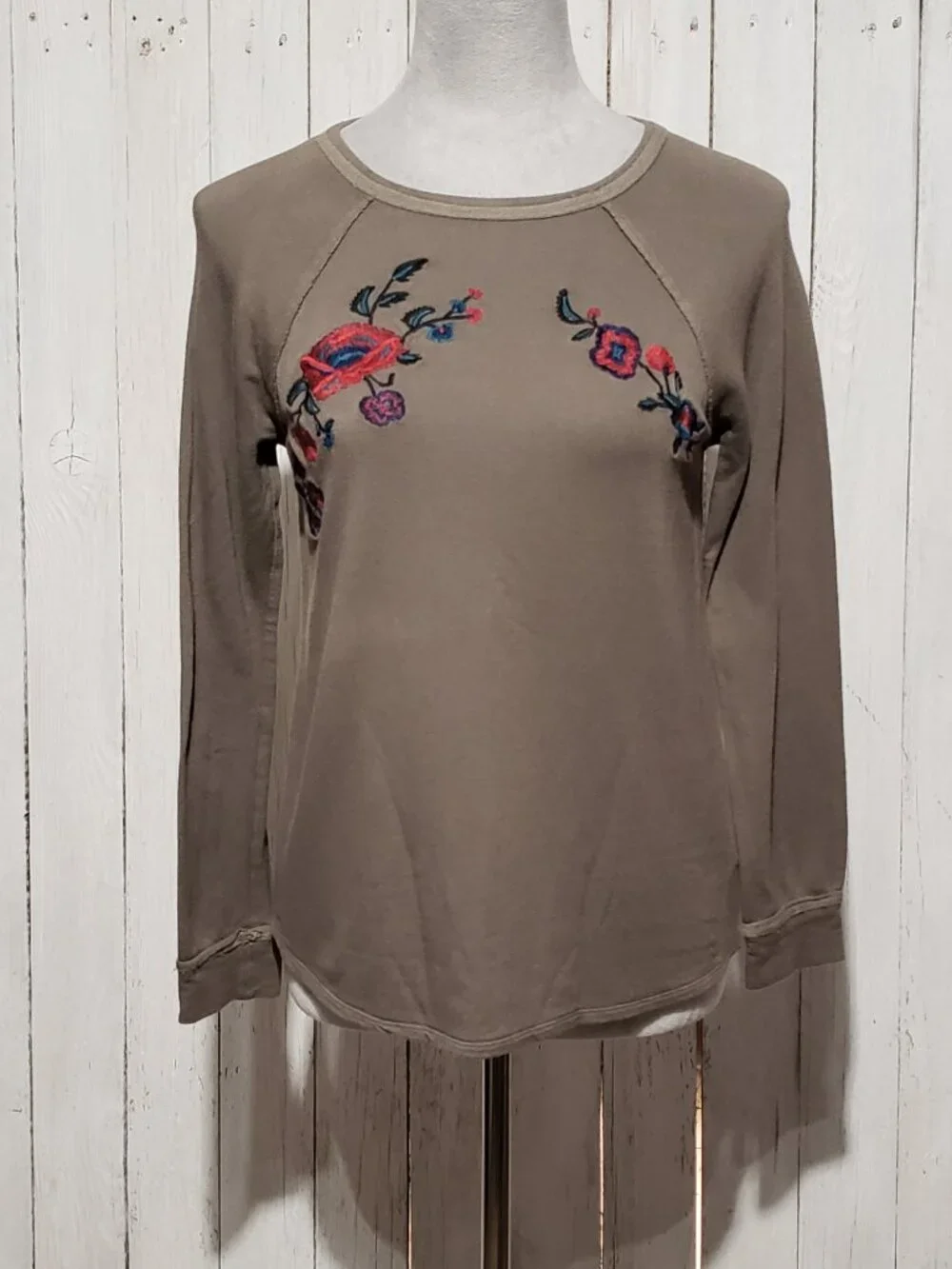 Knox Rose Embroidered S Tee Top LS Fairy Grunge Y2K‎ Boho Cottage Indie McBling